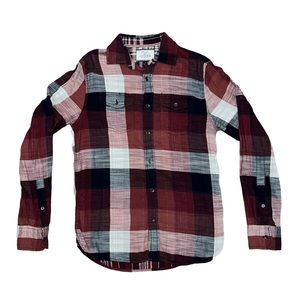 Flag & Anthem Plaid Red/Black Long Sleeve Button Up Shirt Men’s Size Small